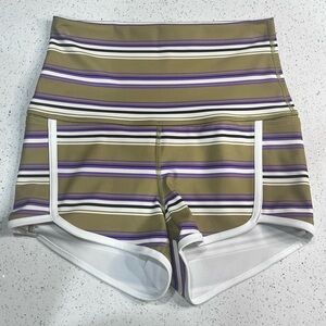 Free people movement island time stripe high waisted shorts nwot logo small